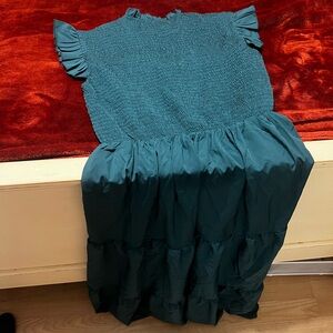 Amazon Teal Ruffle Sleeve Maxi Dress